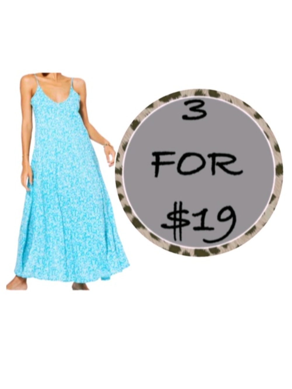 3/$19 NWT Rebel Raven turquoise leopard print maxi dress